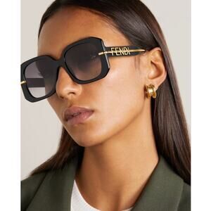NEW Fendi FE40065I Fendigraphy Black Square Sunglasses